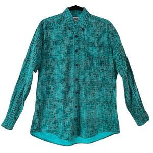 Cinch Black on Blue Print Button Front Classic Fit Shirt size Small